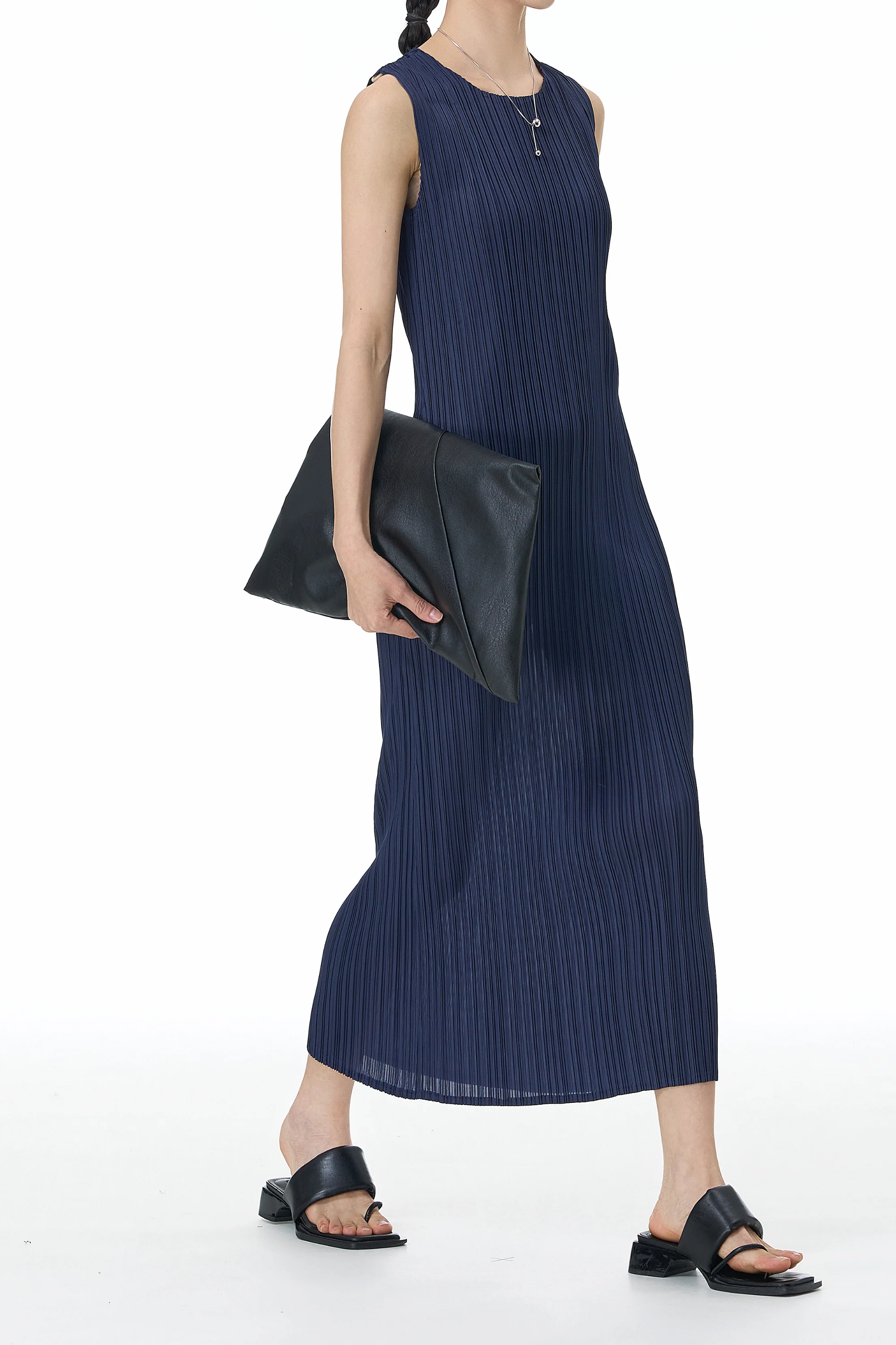 Sapphire Blue Pleated Dress