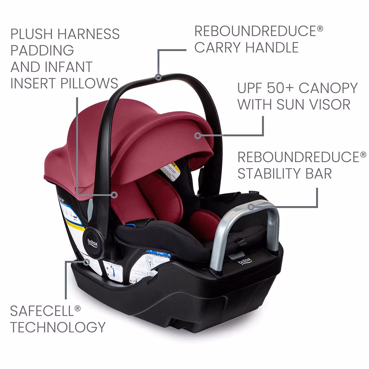 Britax Willow S Infant Car Seat with Alpine Anti-Rebound Base - Ruby Onyx