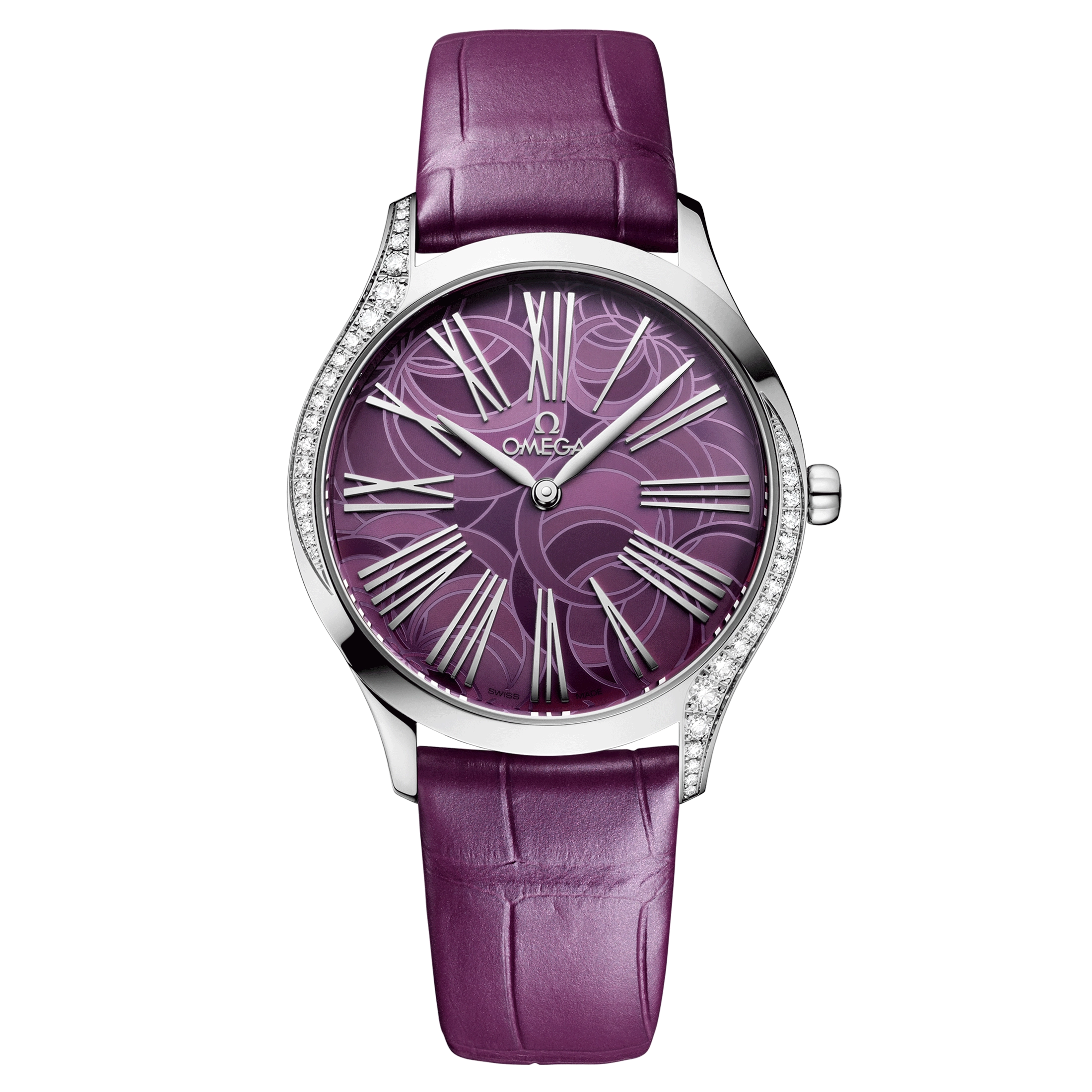 Omega De Ville Trésor quartz purple dial purple leather strap 36mm 428.18.36.60.10.003