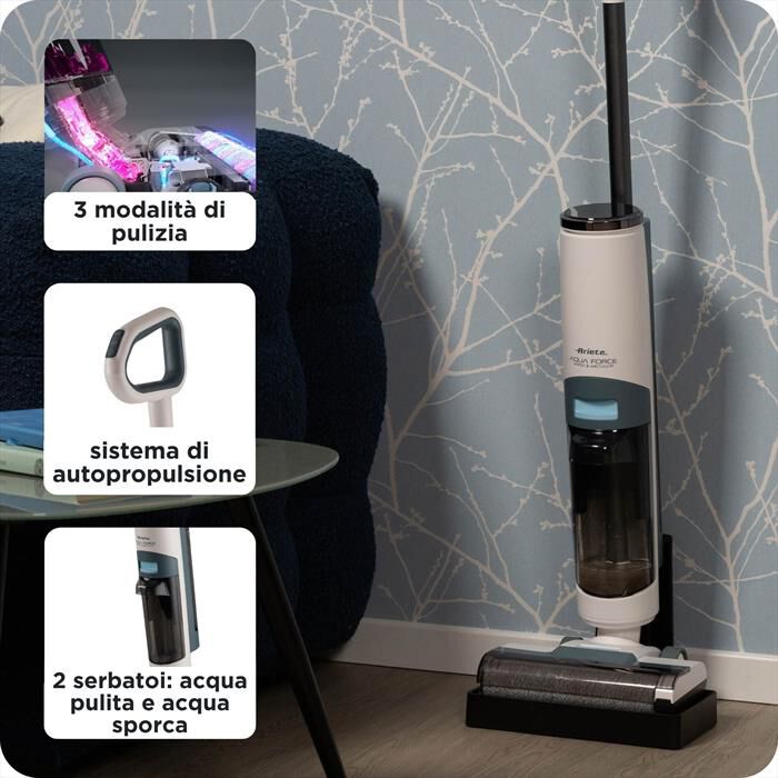 ARIETE - 2483 AQUA FORCE WASH & VACUUM LAVAPAVIMENTI CORDLE-Azzurro