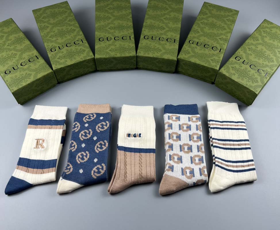 Set of 5 Pairs of Cotton Anti-bacterial Crew Socks WZ-924000171