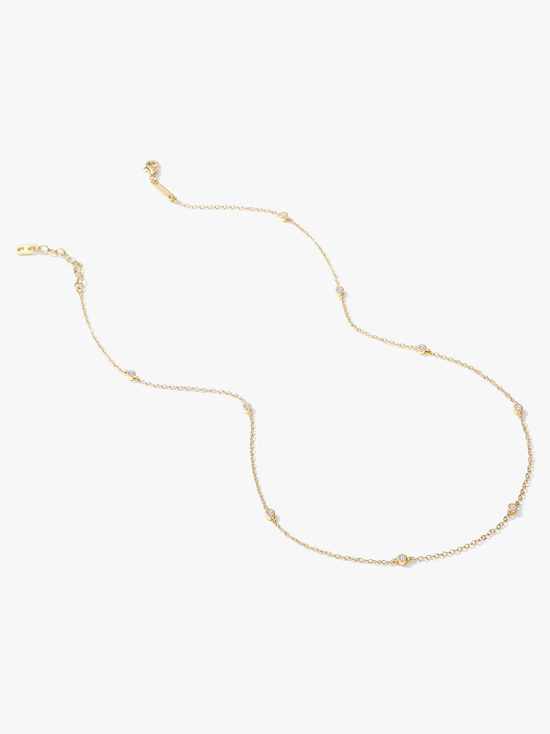 Bezel Crystal  Station Necklace