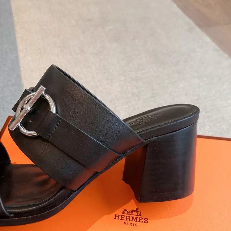 Fashion High Quality 6.5CM Heel Real Leather Slippers LX-872312
