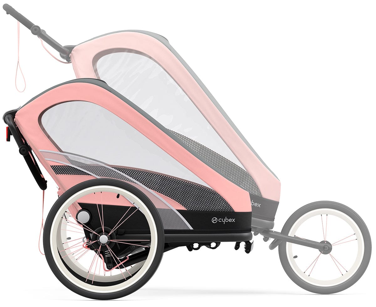 Cybex Zeno Multisport Trailer Bundle - Black/Pink Frame + Silver Pink Seat Pack