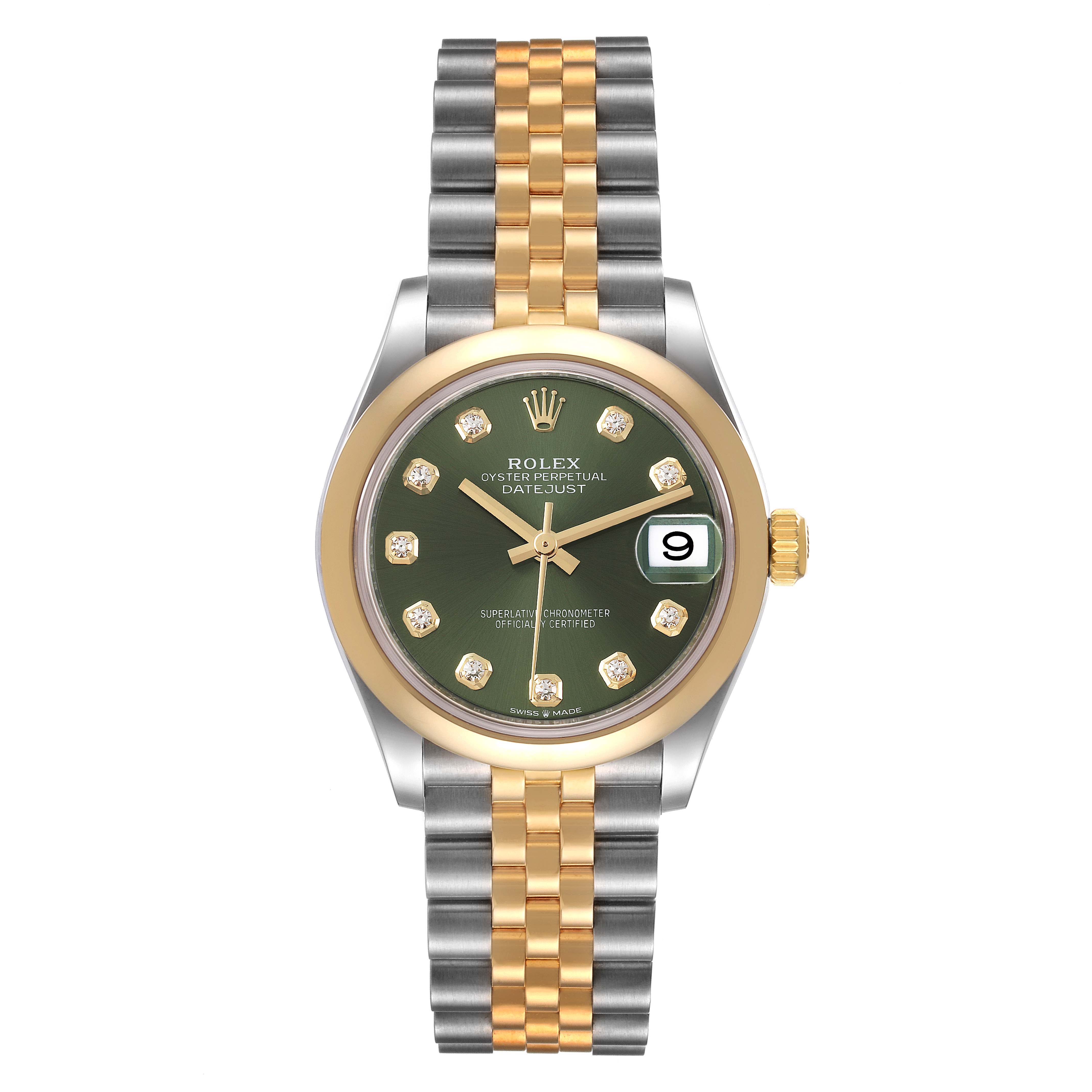 【Super Clone】RLX Datejust m278243-0029/0030 31mm Olive Green Dial Yellow Rolesor Oyster Watch