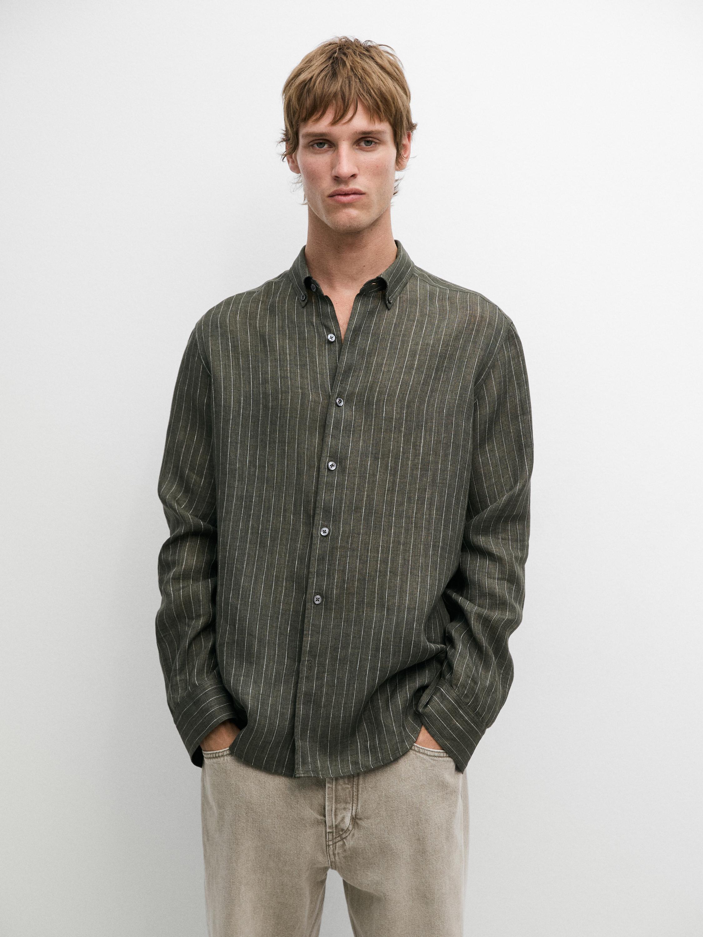 Camisa fluida rayas lino