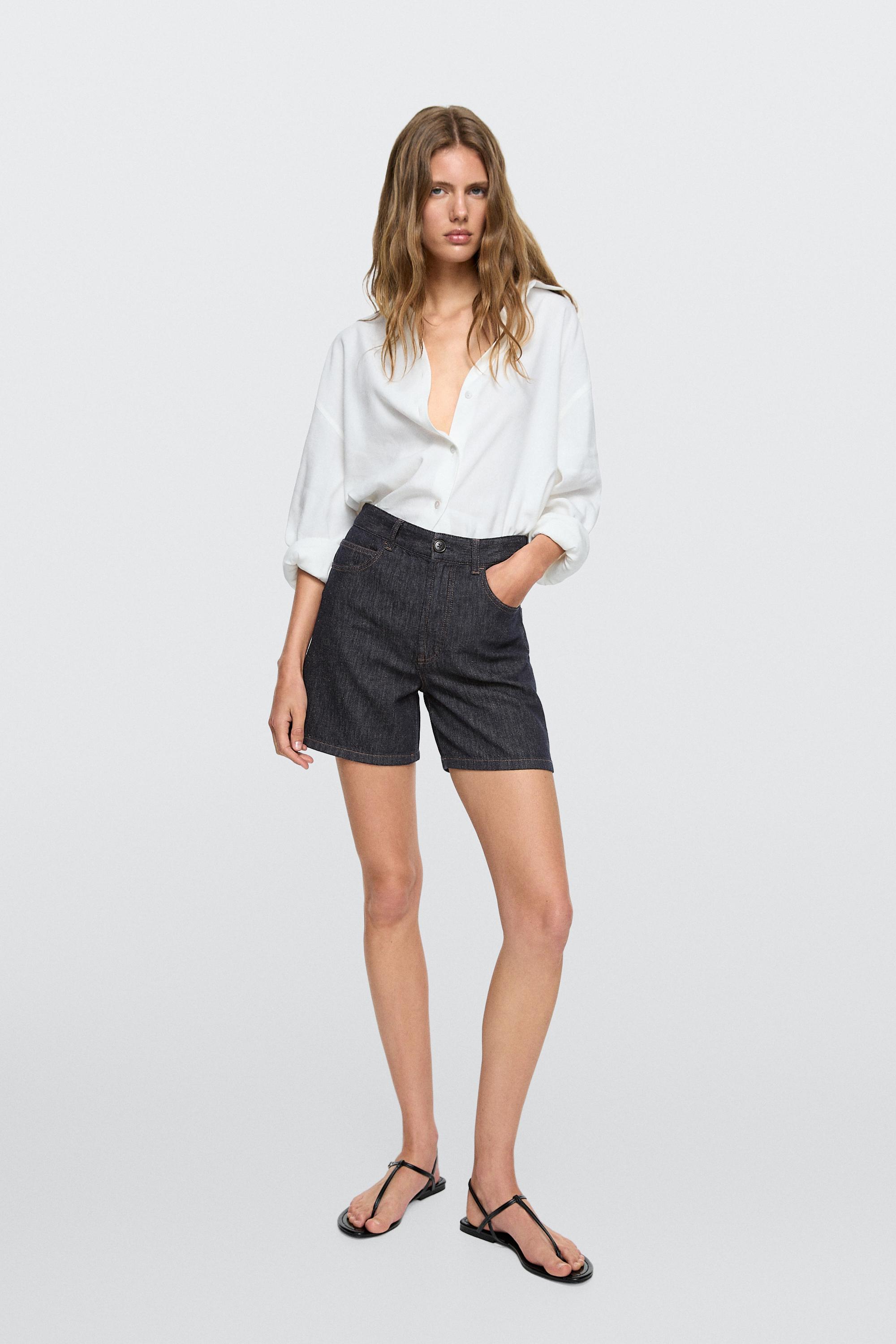 Bermuda denim tiro medio total look
