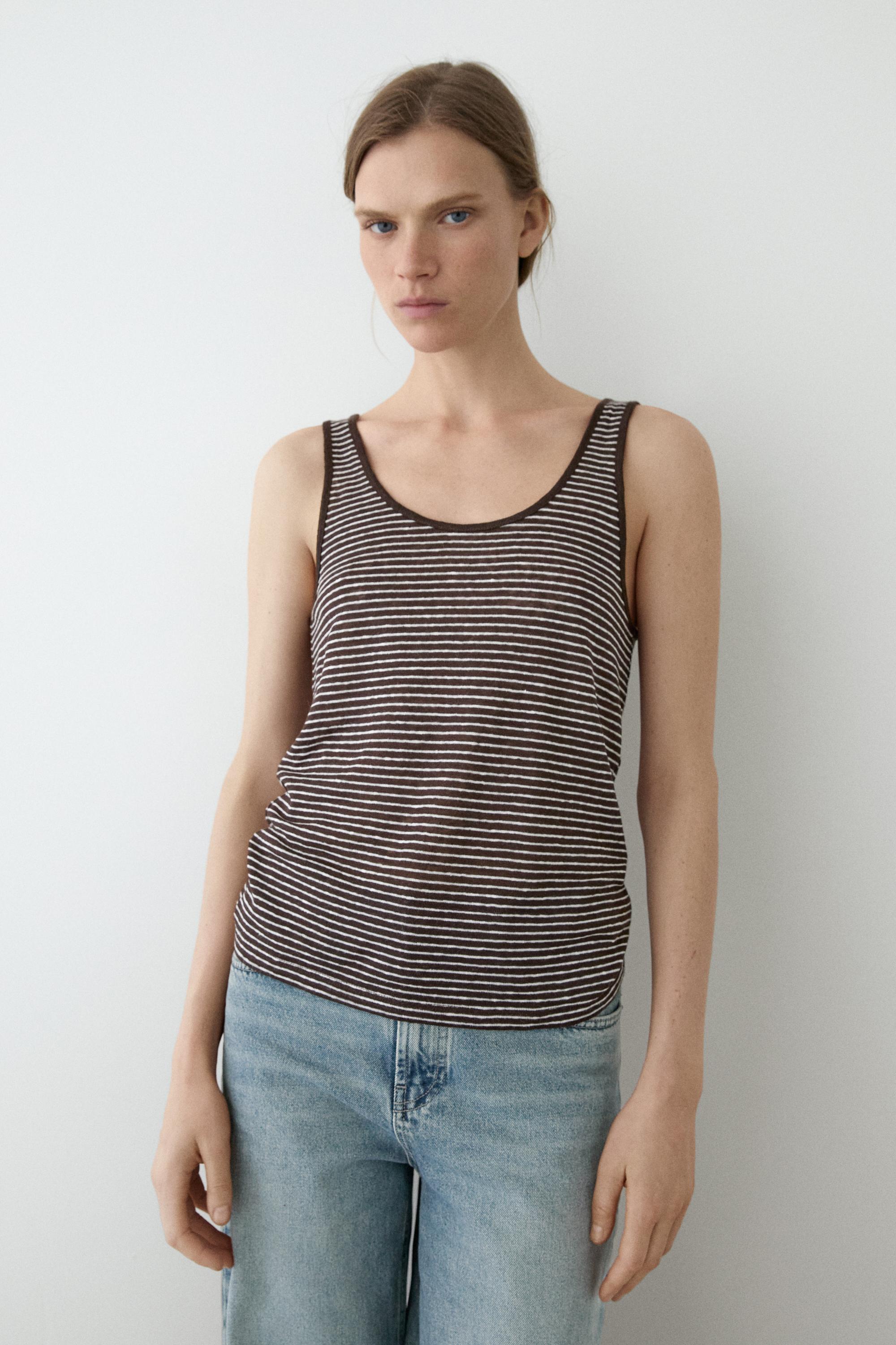 Camiseta tirantes rayas lino