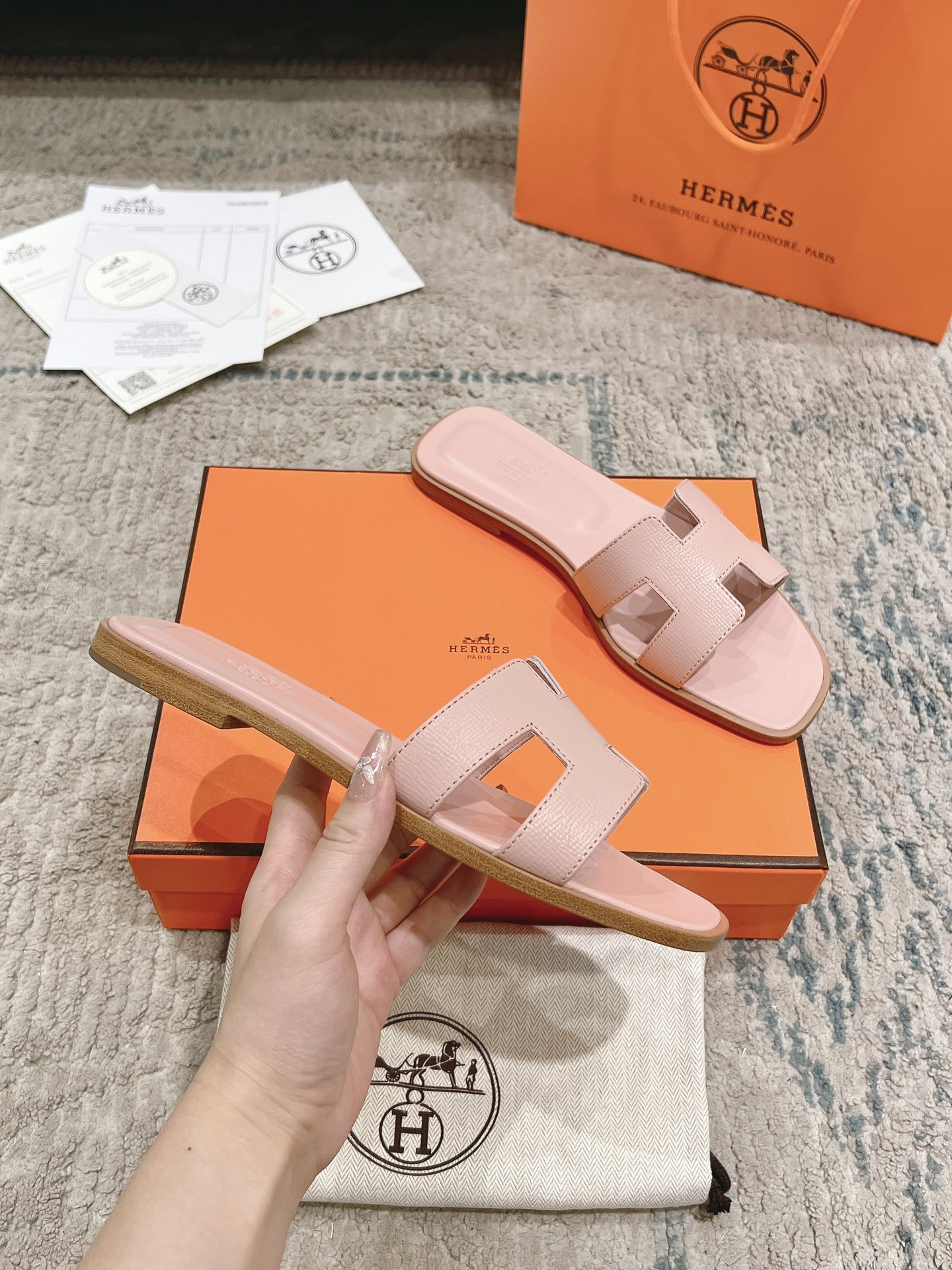 Fashion Leather Pink Sandals With Open Toe LX-872098