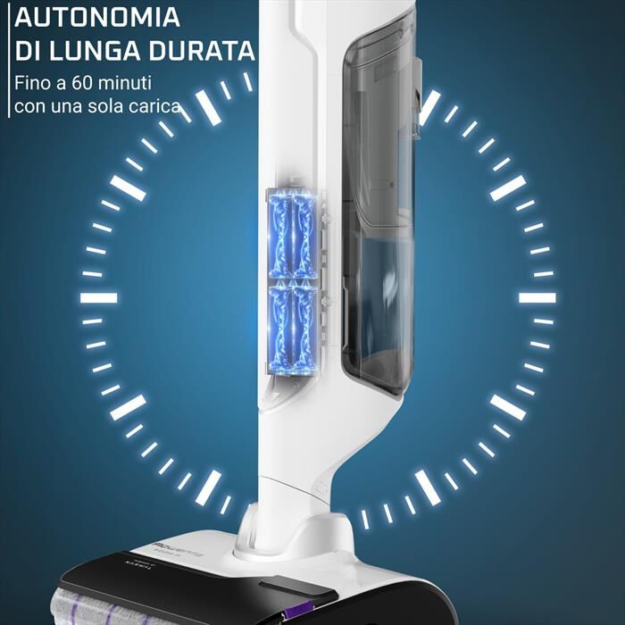 ROWENTA - Lavapavimenti senza fili GZ7035WO-Bianco/Argento