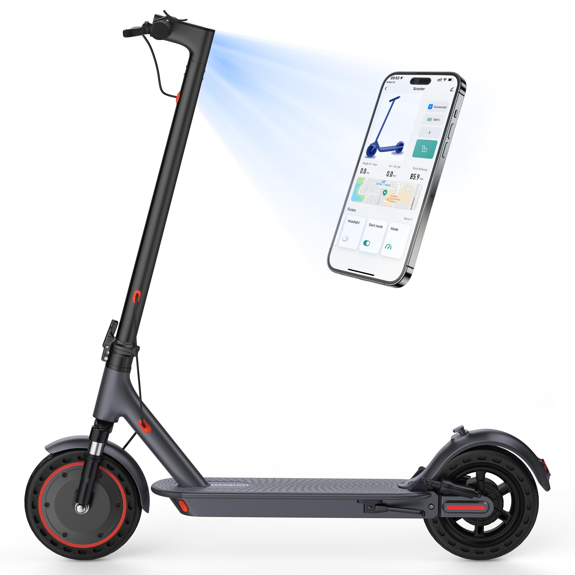 Maxshot V1SPRO Electric Scooter 350W Dual Suspension Turn Signals Foldable-US