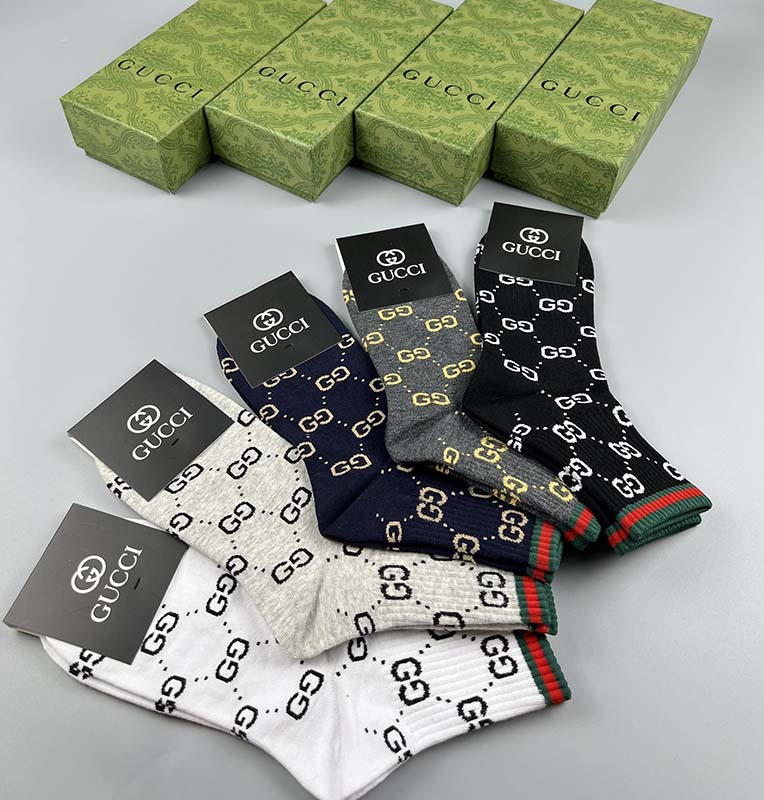 Set of 5 Pairs of Cotton Anti-bacterial Crew Socks WZ-924000150