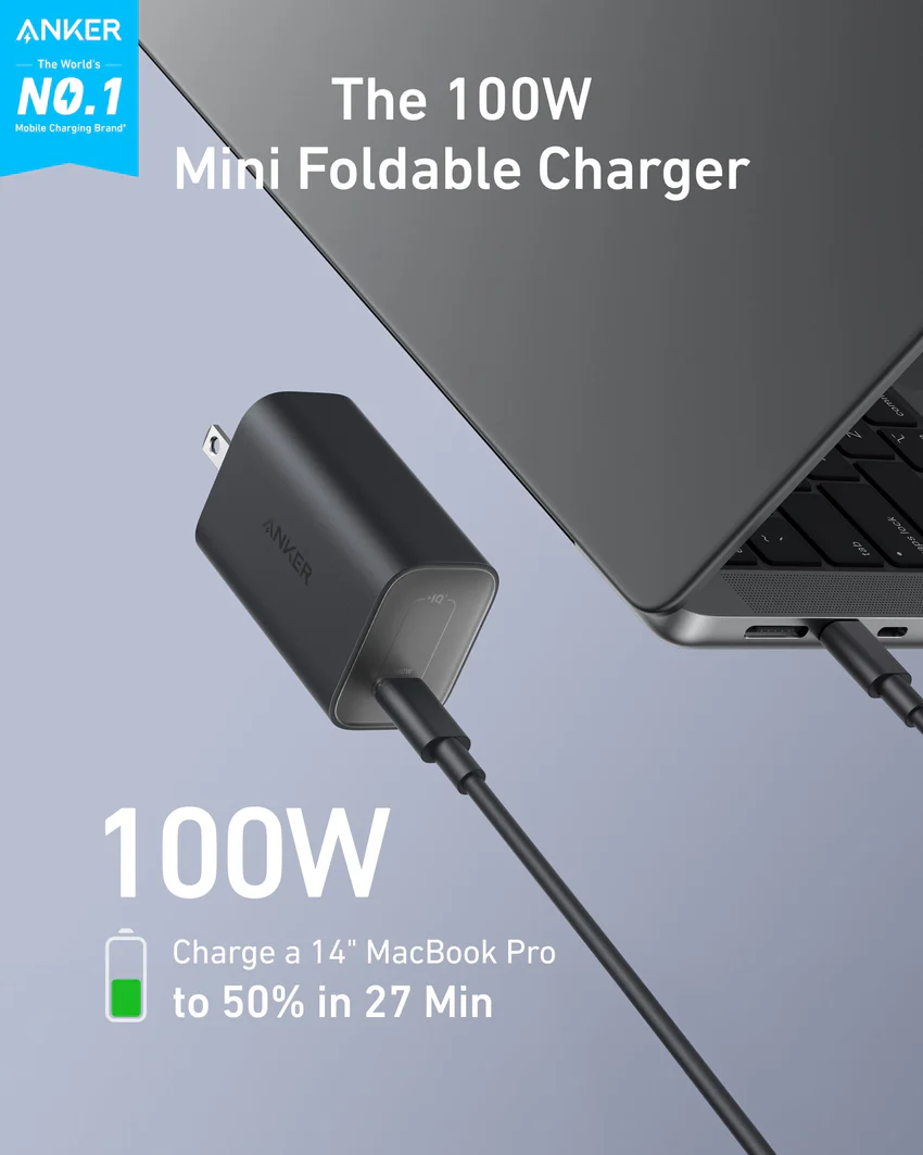 Anker Nano Charger (100W) with USB-C Cable (2-pack)