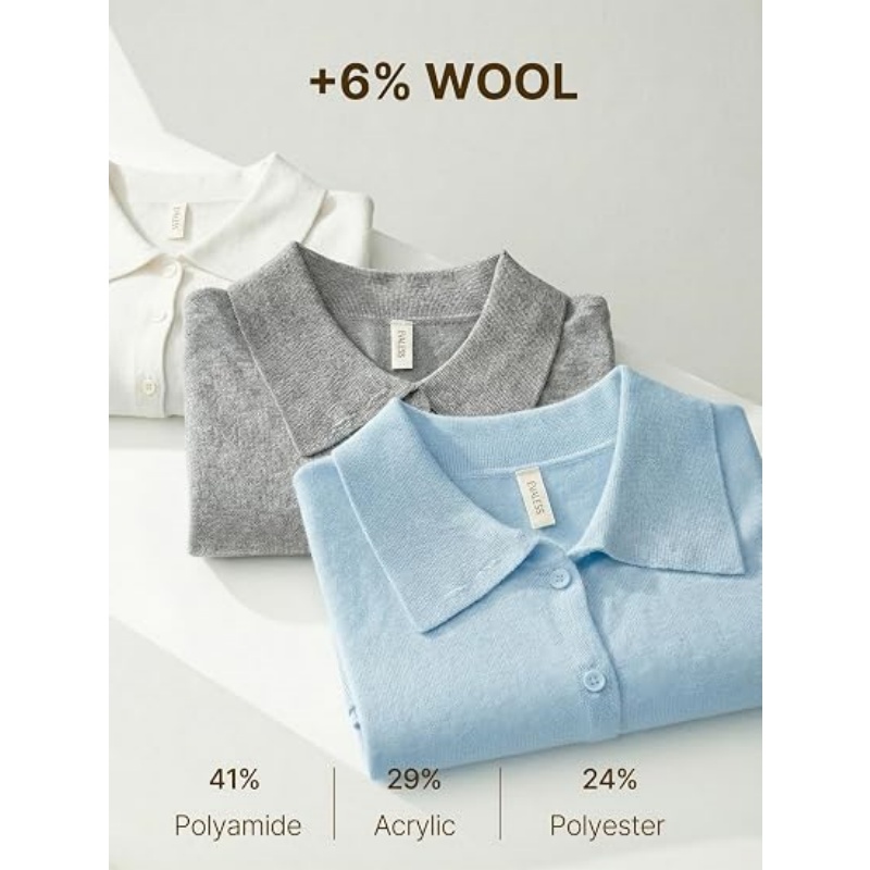 Women Lightweight Collared Button‑Down Knit Cardigan Long Sleeve Lapel Collar Casual Knit Outerwear Fall Fashion Outfits