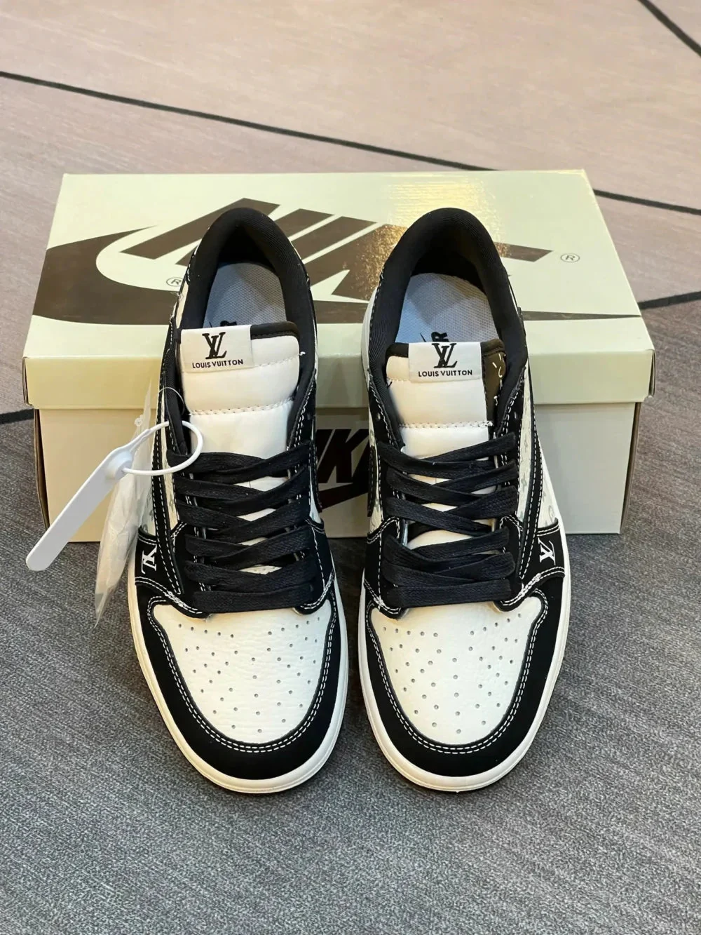 L.V x NK Air Jordan 1 Low “Panda Monogram” (Custom)