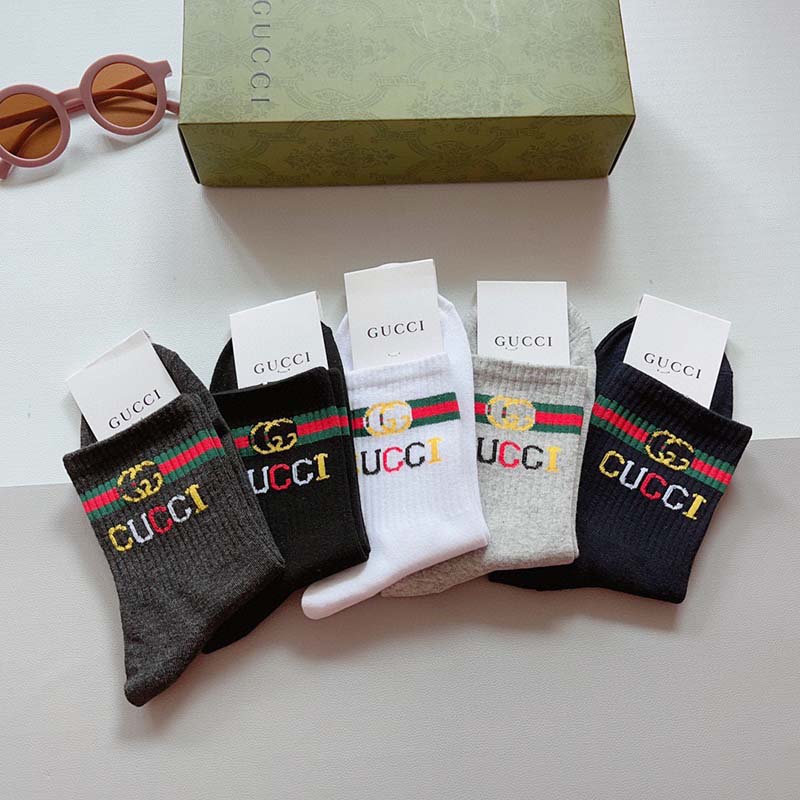 Set of 5 Pairs of Cotton Anti-bacterial Crew Socks WZ-924000162