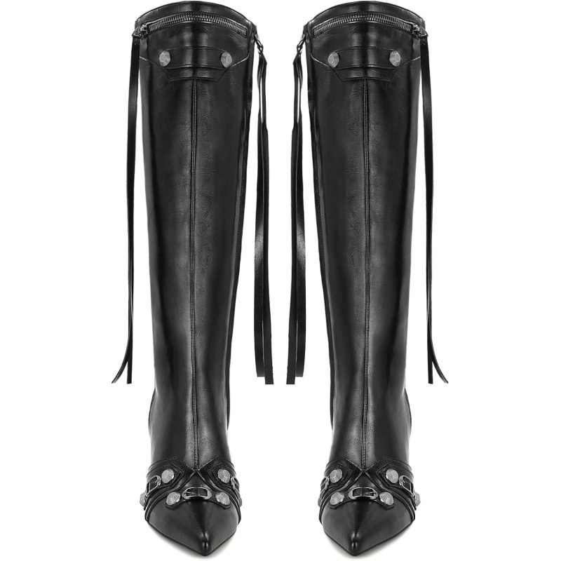 Women's Stiletto Black Knee High Boots