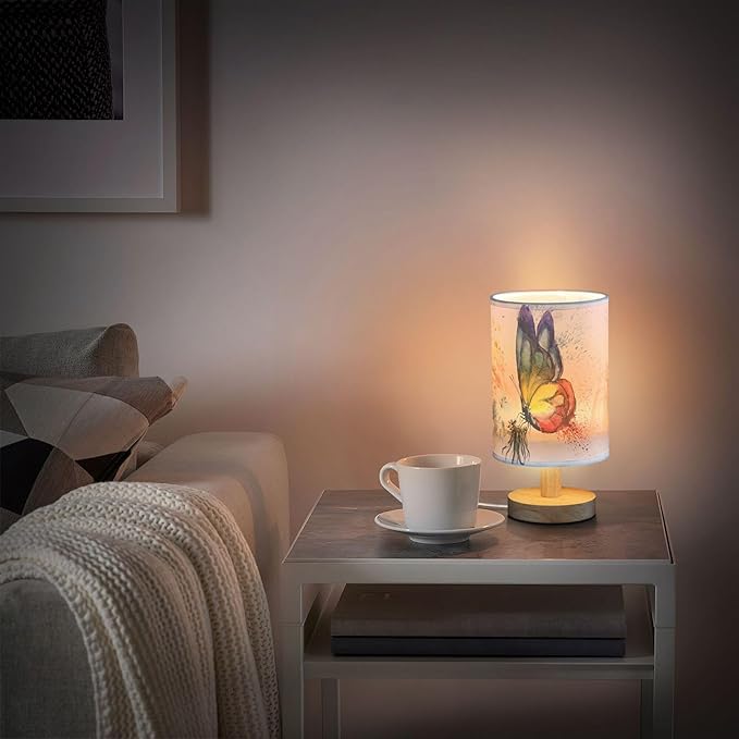 Table Lamp Paint Butterfly Dandelion Nightstand Lamp