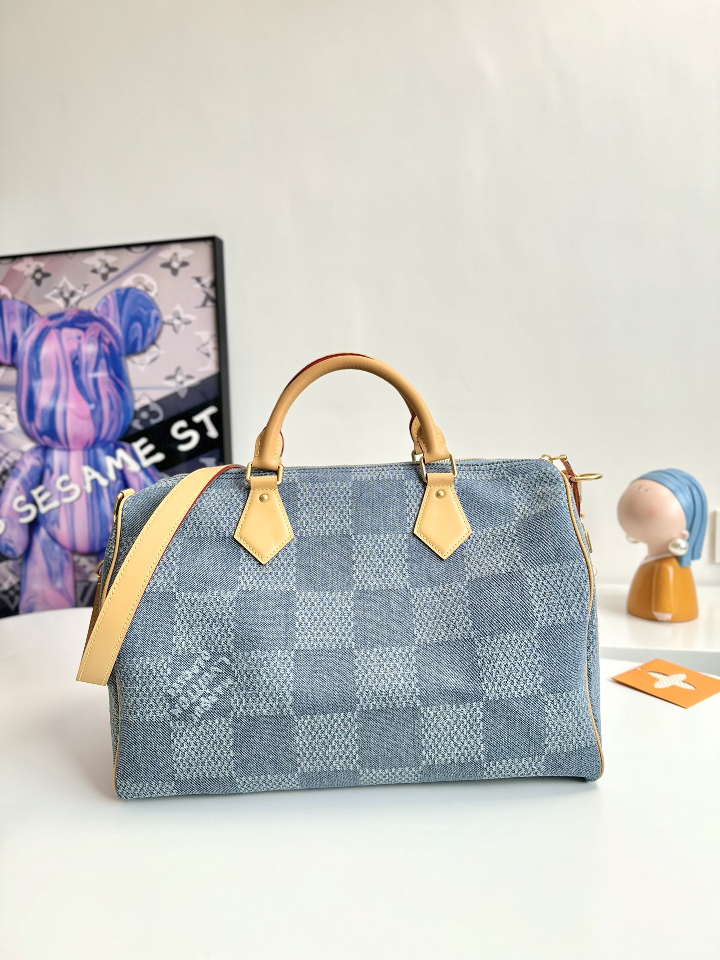 LV The new SPEEDY 40 bandouli ère tannin denim handbag  N40701  Size：40*26*32