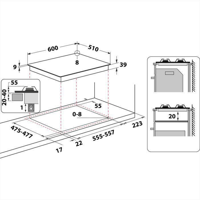 HOTPOINT ARISTON - Piano cottura a gas PCN 640 T (AV) R /HA 4 fuochi-Avena