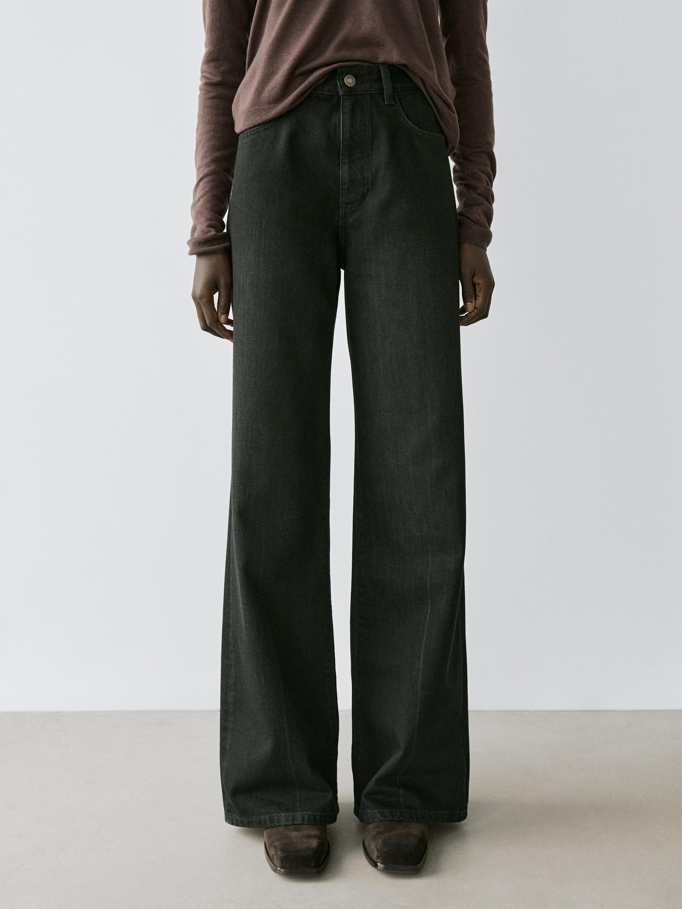 Jeans straight fit tiro alto