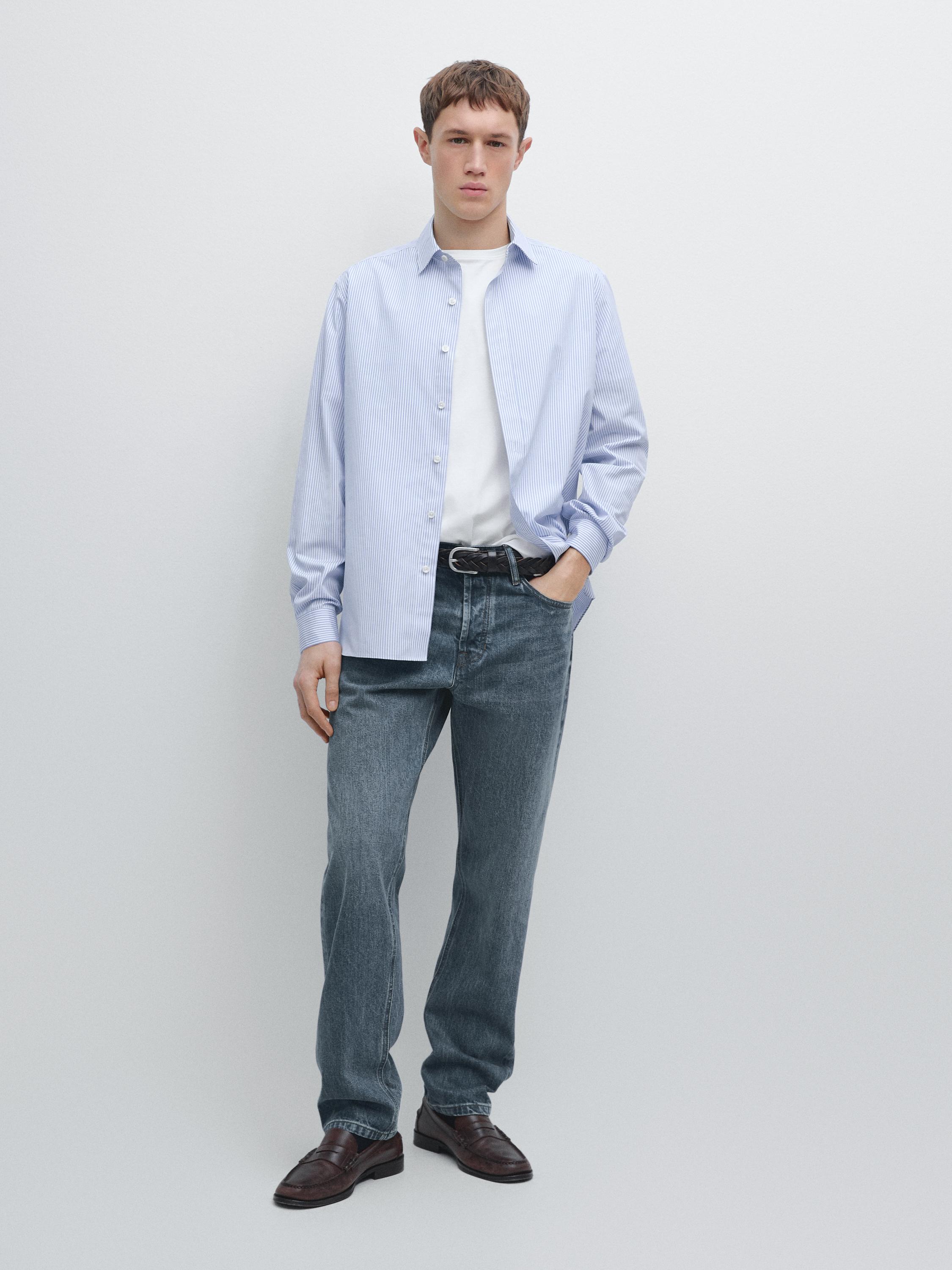 Camisa rayas regular fit 100% algodón