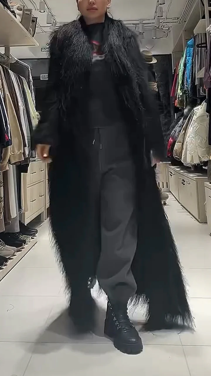 Women Laple Collar Solid Color Fur Flu Casual Coat