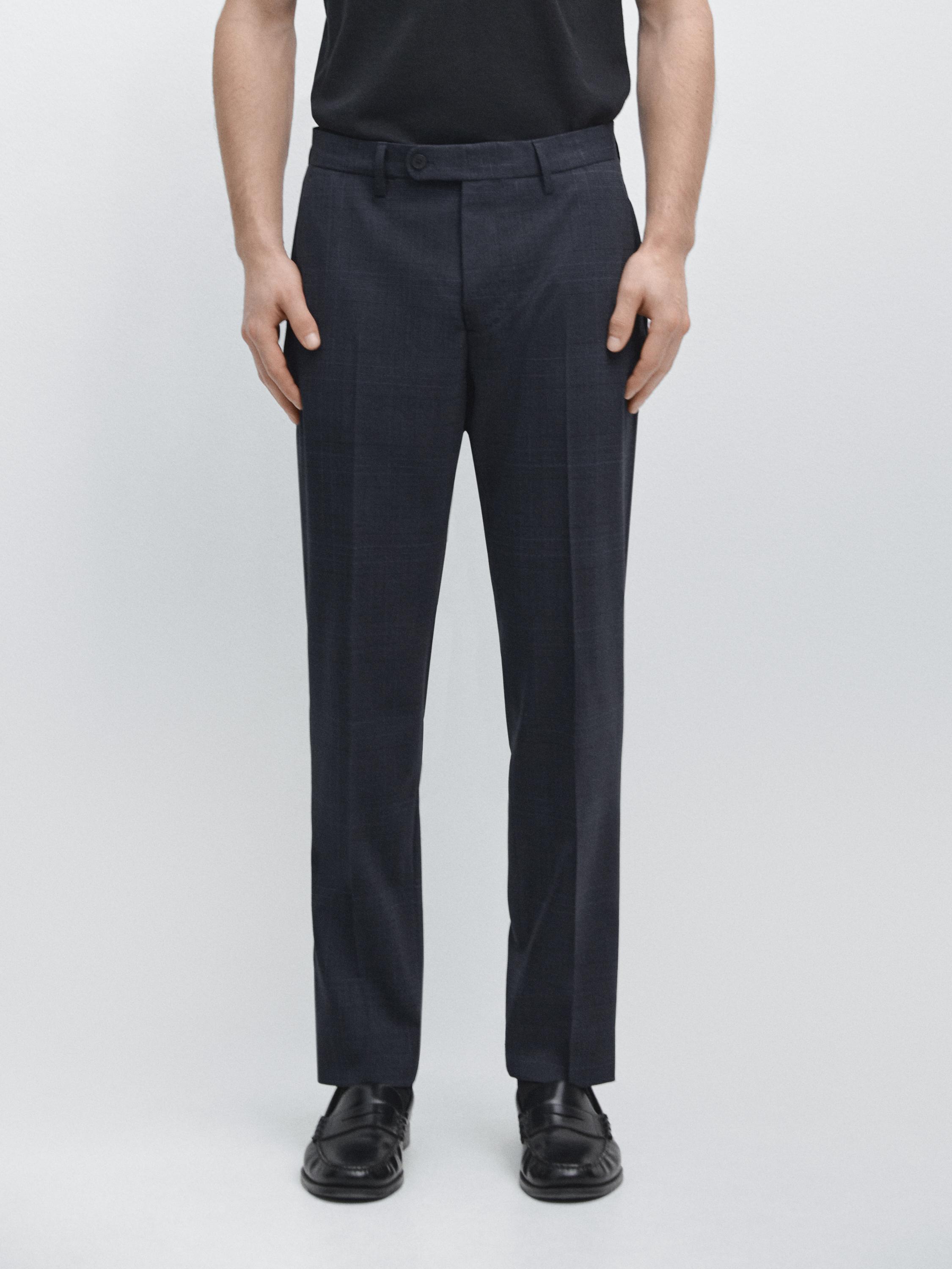 Pantalón traje cuadros mezcla lana fría