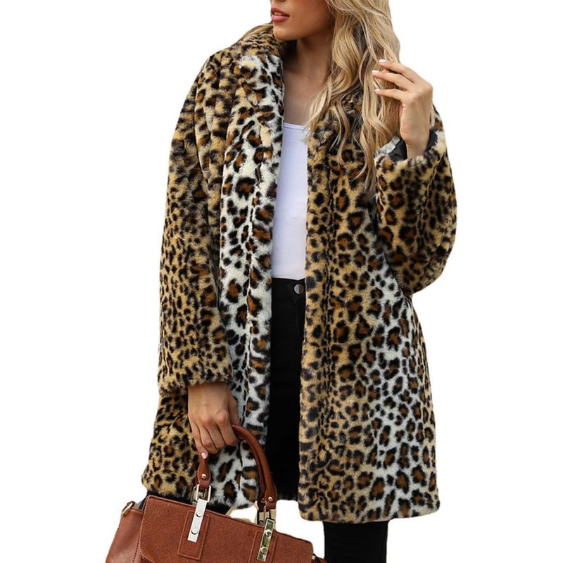 Women's Winter Warm Lapel Faux Fur Coats with Inner Lining & Buttons