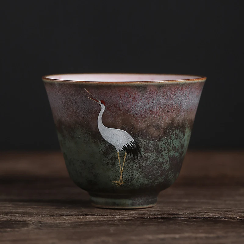 Auspicious Crane Ceramic Teacup Kung Fu Tea Cup Bowl