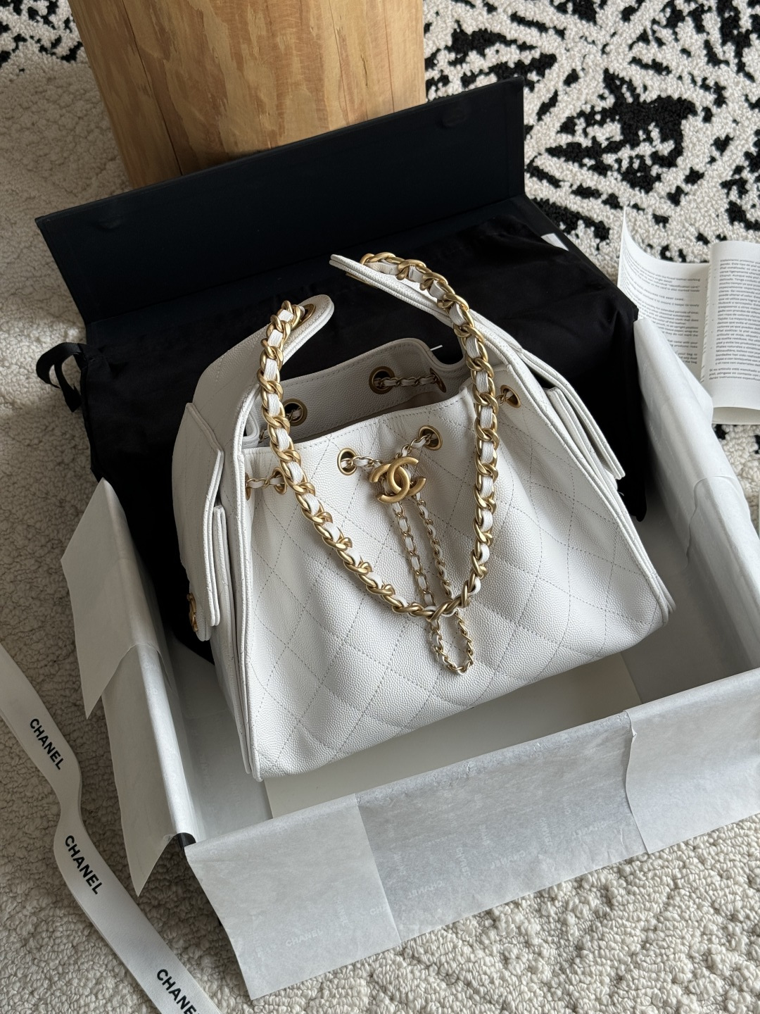 Chanel 25C Quilted Caviar Leather Hobo Bag