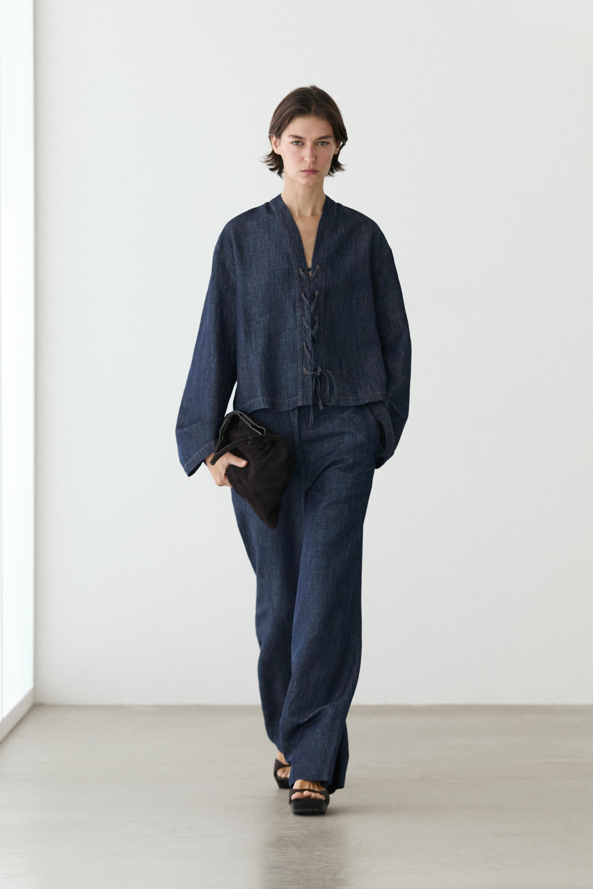 Camisa denim con lino total look
