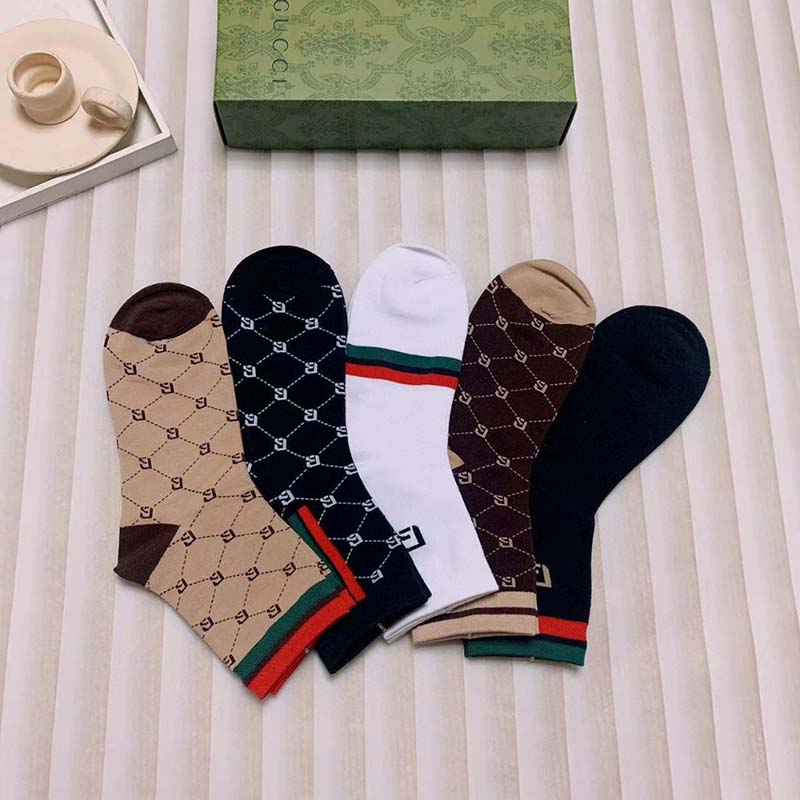 Set of 5 Pairs of Cotton Anti-bacterial Ankle Socks WZ-924000189
