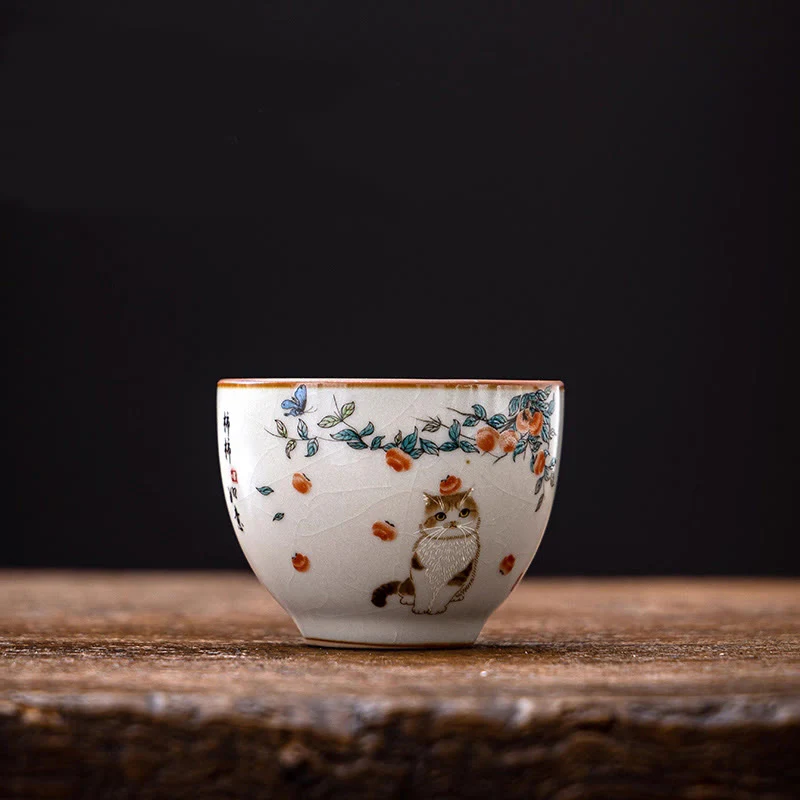 Cute Cat Butterfly Teacup Kung Fu Tea Cup