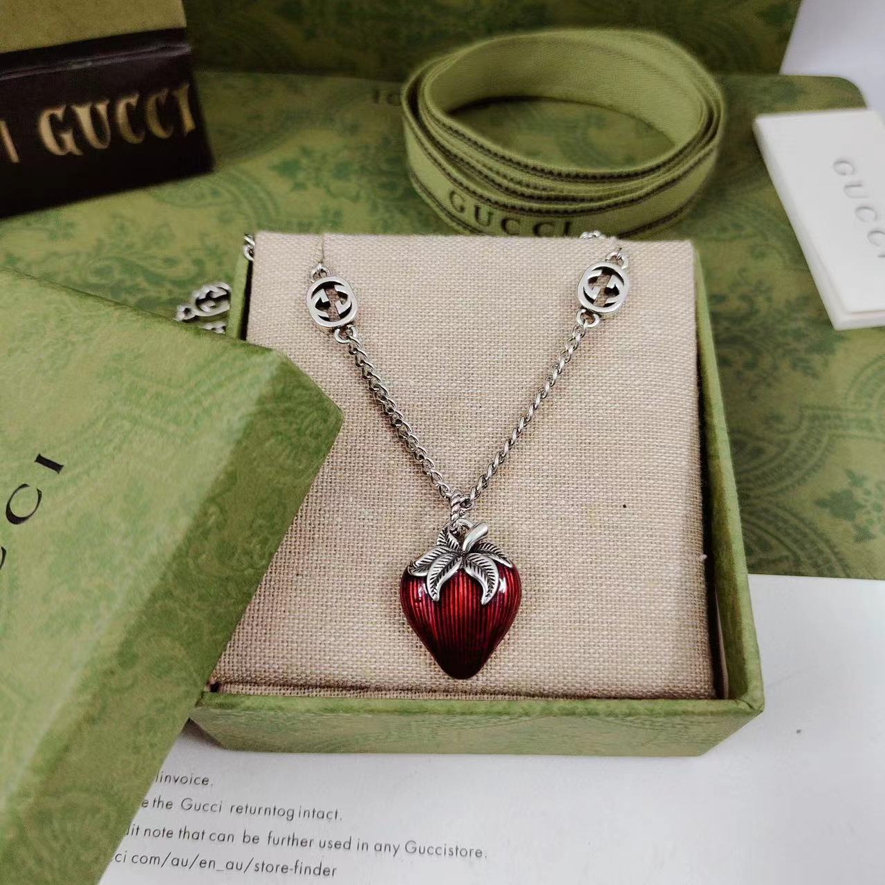 Red Strawberries Pendant Chains Necklace GGXL-9120014