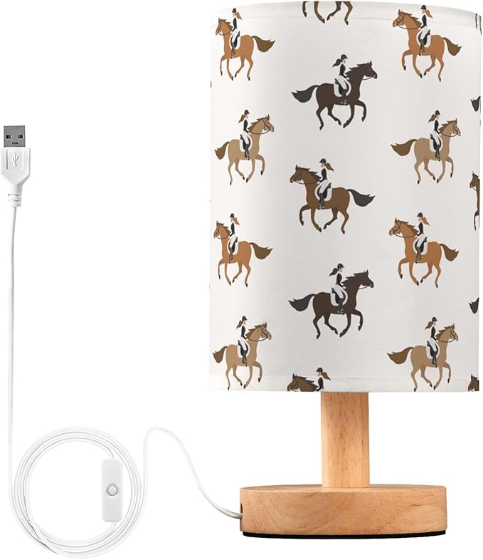 Table Lamp Cowgirl on Horse Pattern Nightstand Lamp