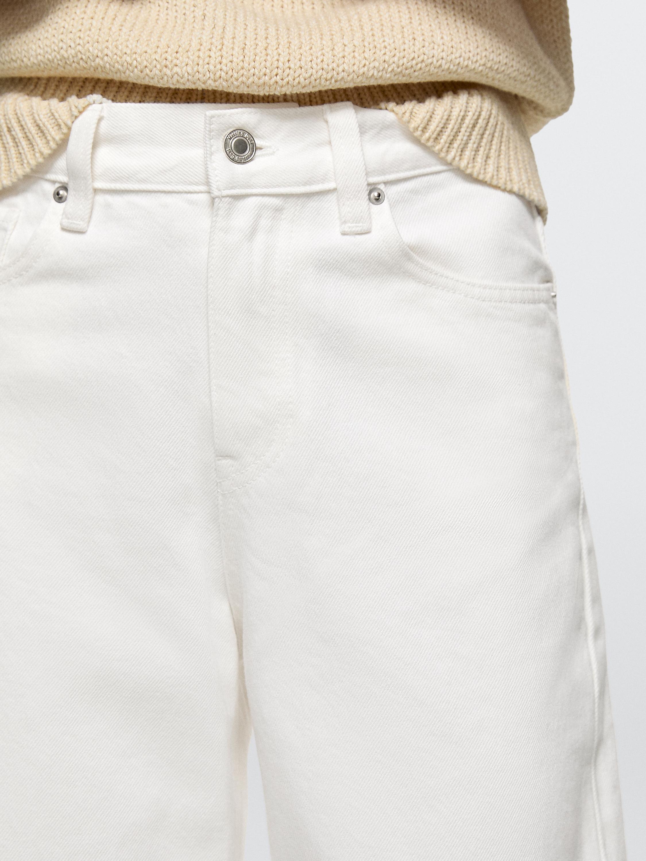 Jeans wide leg cropped tiro medio