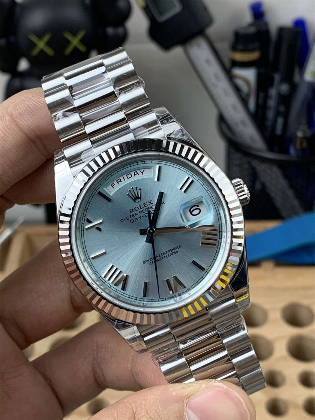 VS Factory Platinum Day-Date Ice Blue Dial Replica 40mm – Heavy Weight President Watch