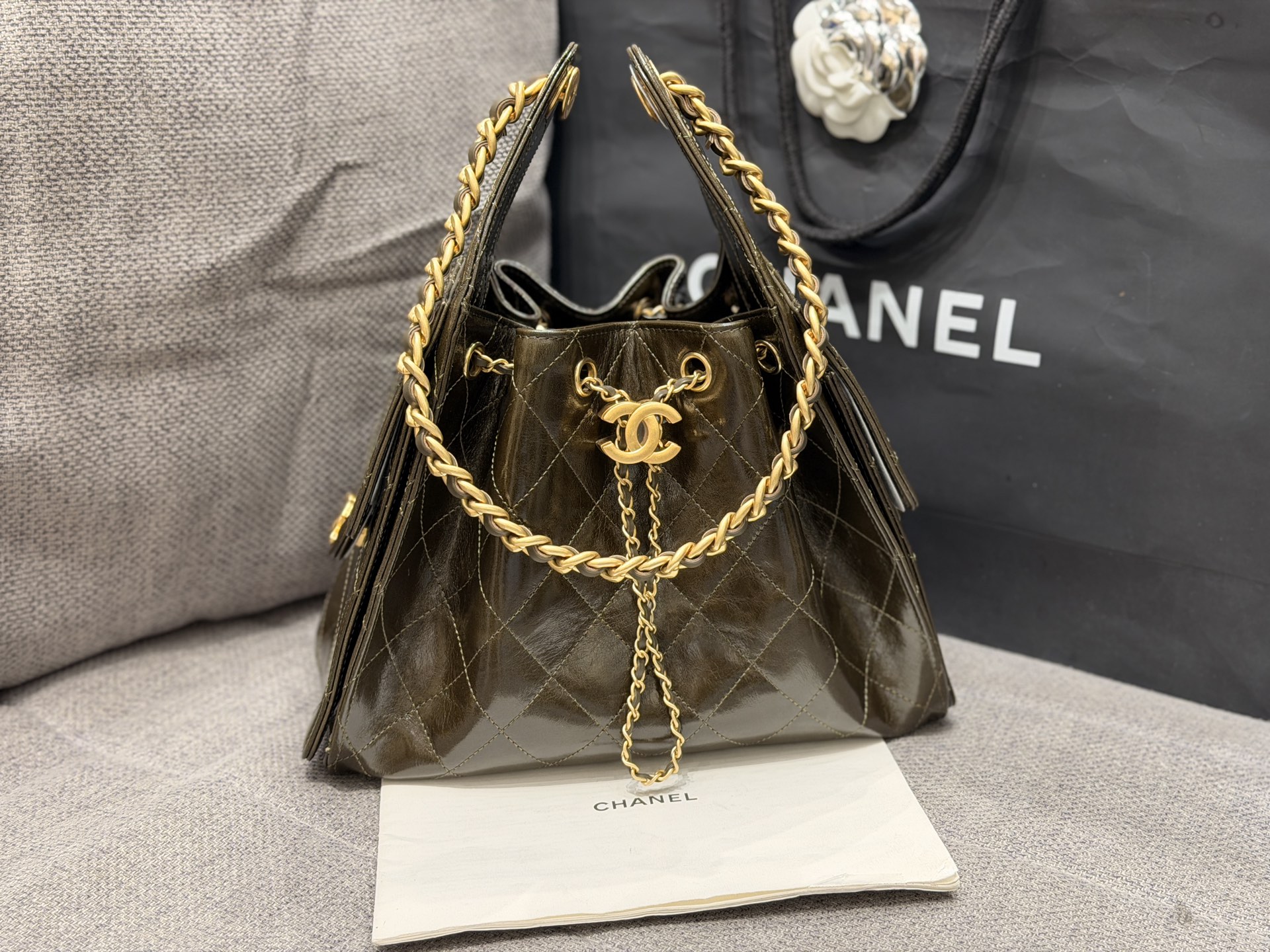 Chanel 26 Handbag Calfskin & Gold Tone Metal