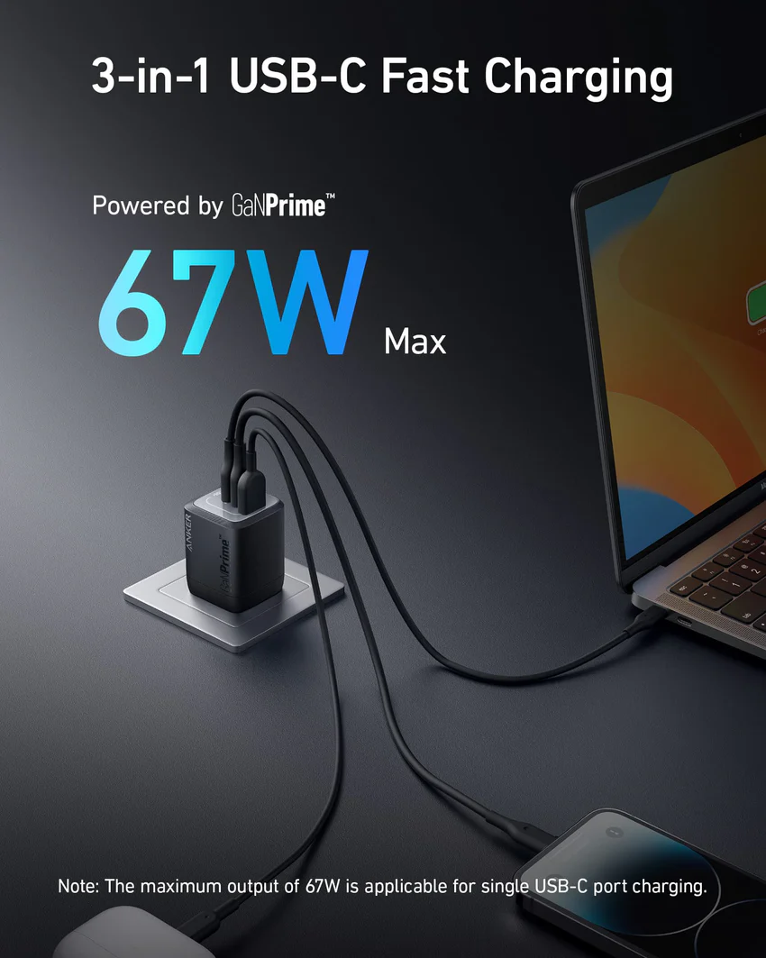 Anker Prime 67W GaN Wall Charger (3 Ports) 2-Pack