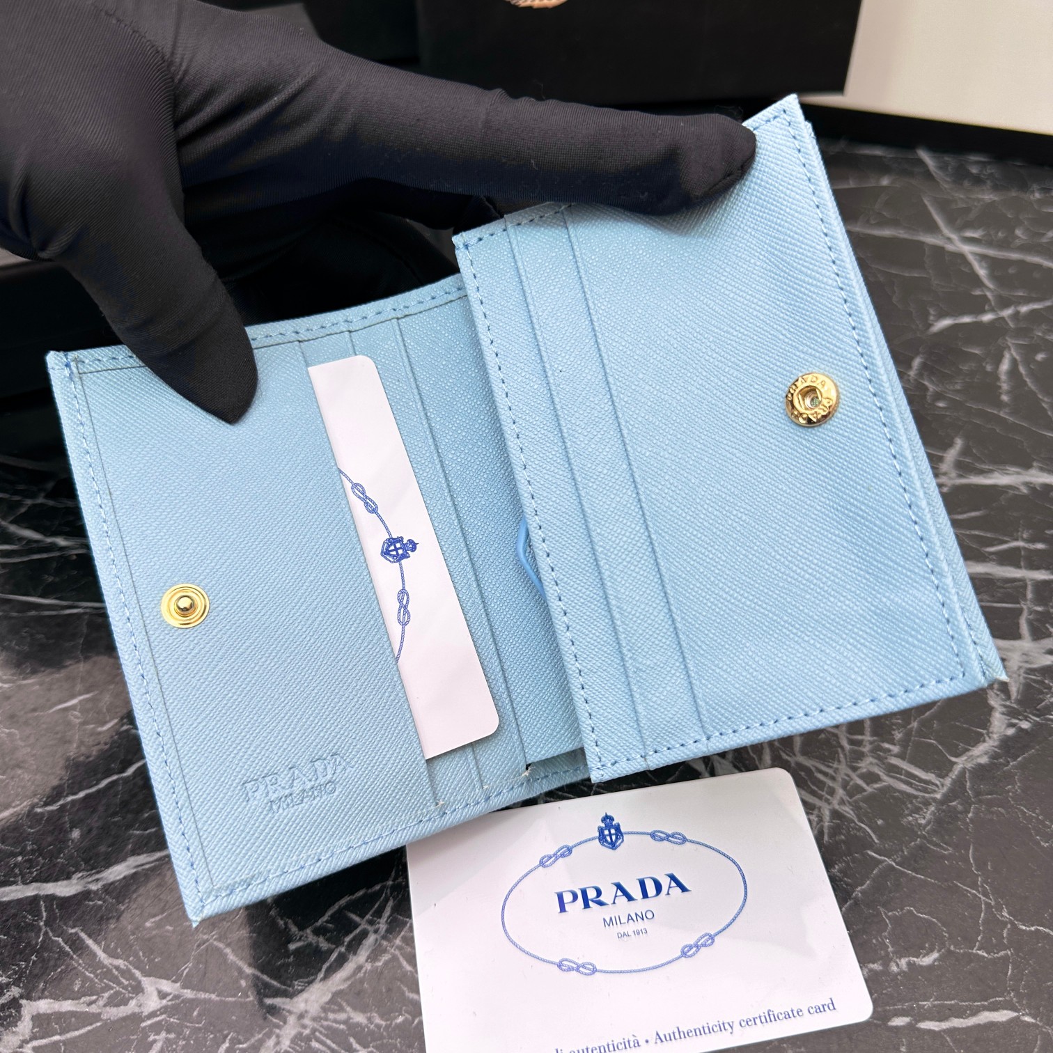 3.9″x3.5″x0.8″ Blue Leather Wallet QB-927063