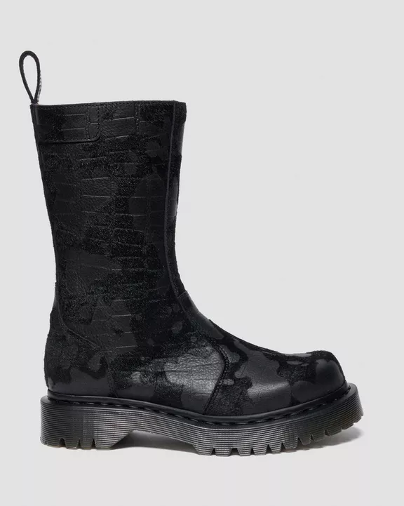 Rejena Hair On Croc Emboss Leather Boots