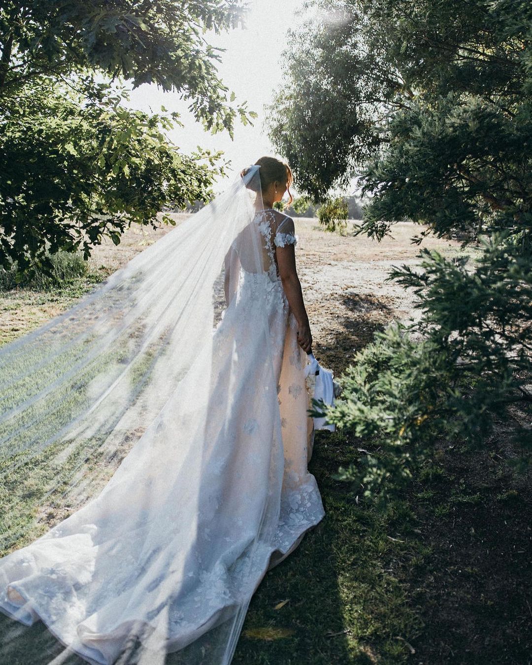 Fairy A Line V Neck Cap Sleeve Tulle Wedding Dress with Lace