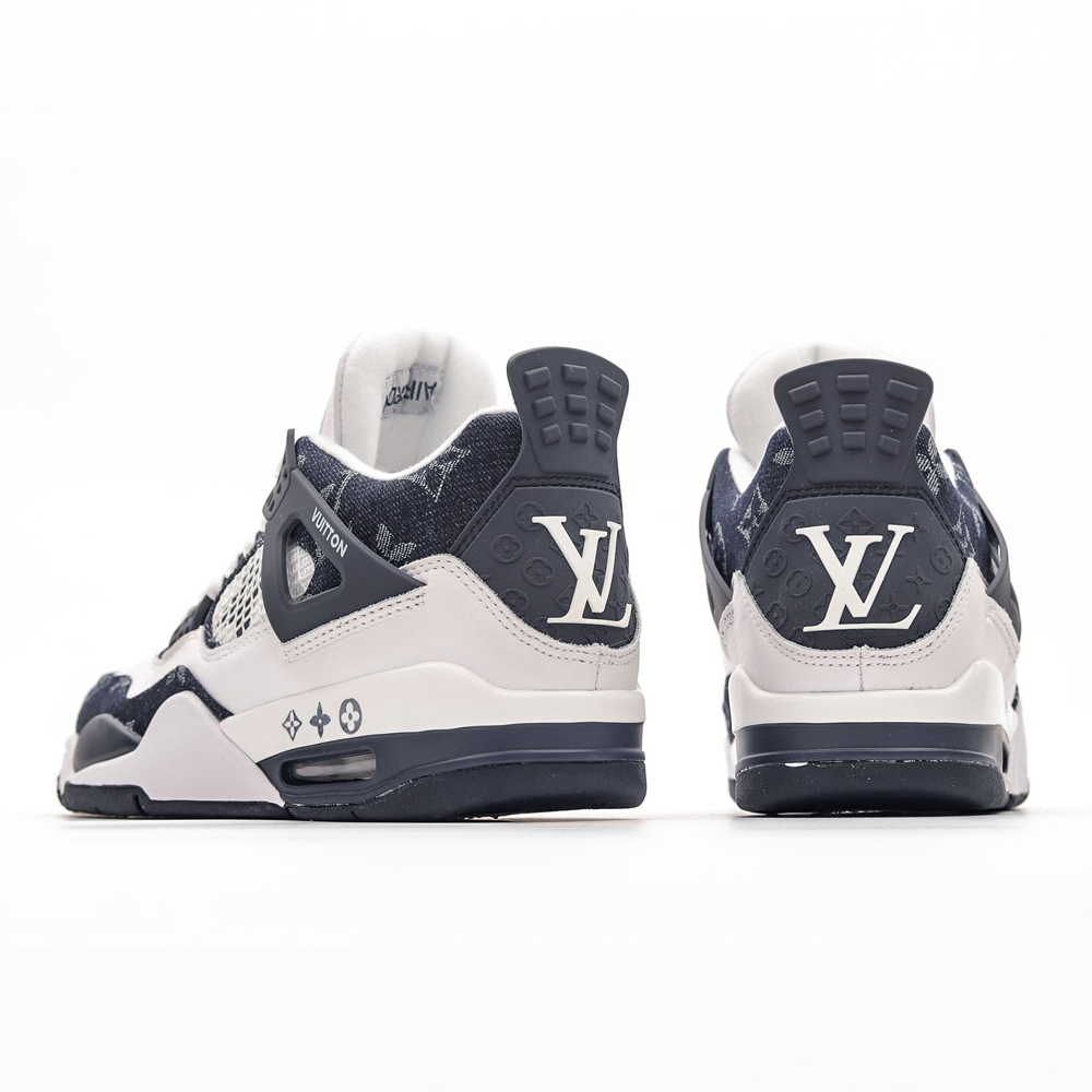 NK Air Jordan 4 Retro Black White X Lois Vuton Monogram Denim NNL24111208