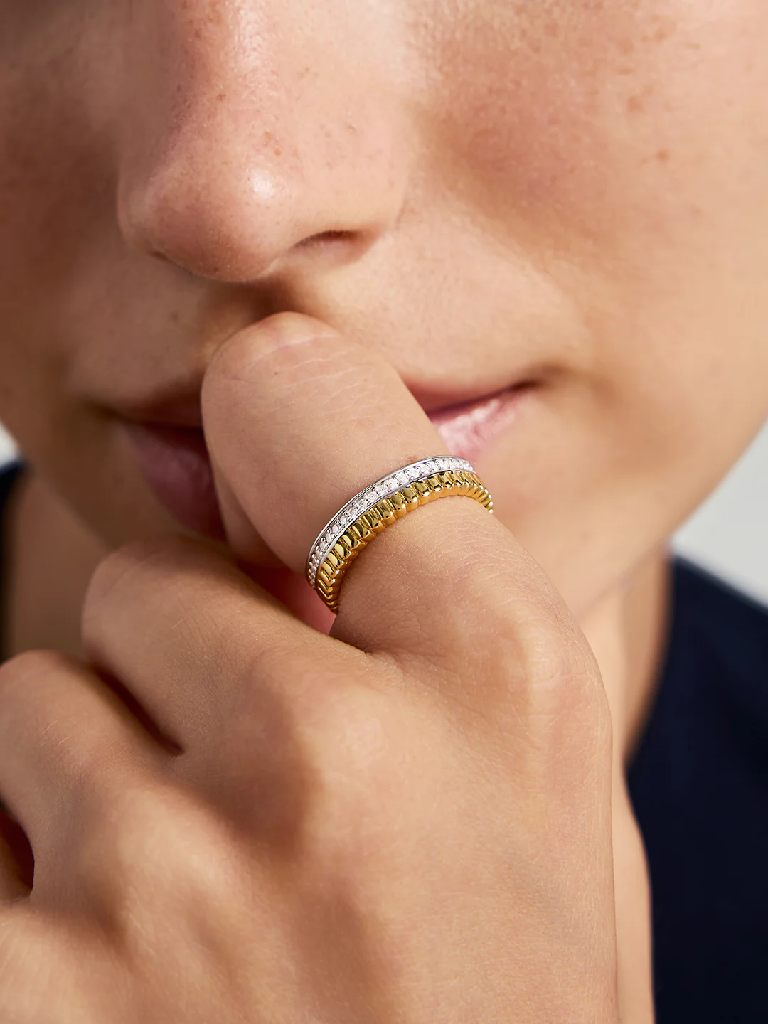 Mixed Texture & Pave Ring