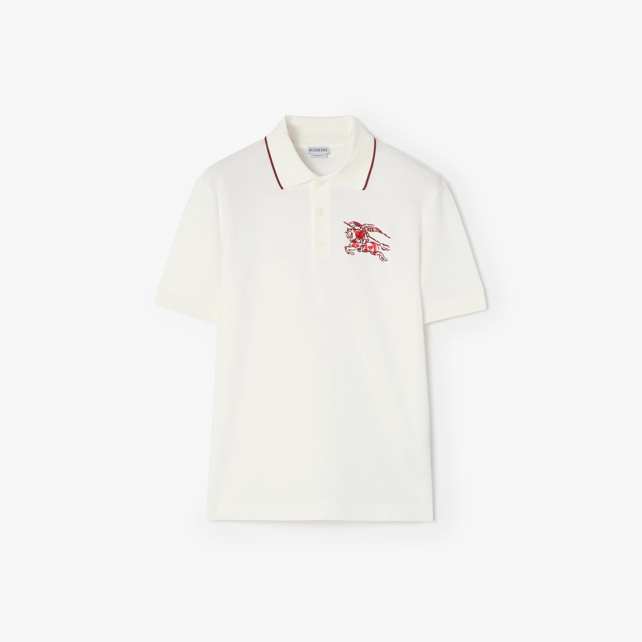 Burberry 81279291 Heart Knight Cotton Polo Shirt Chalk White