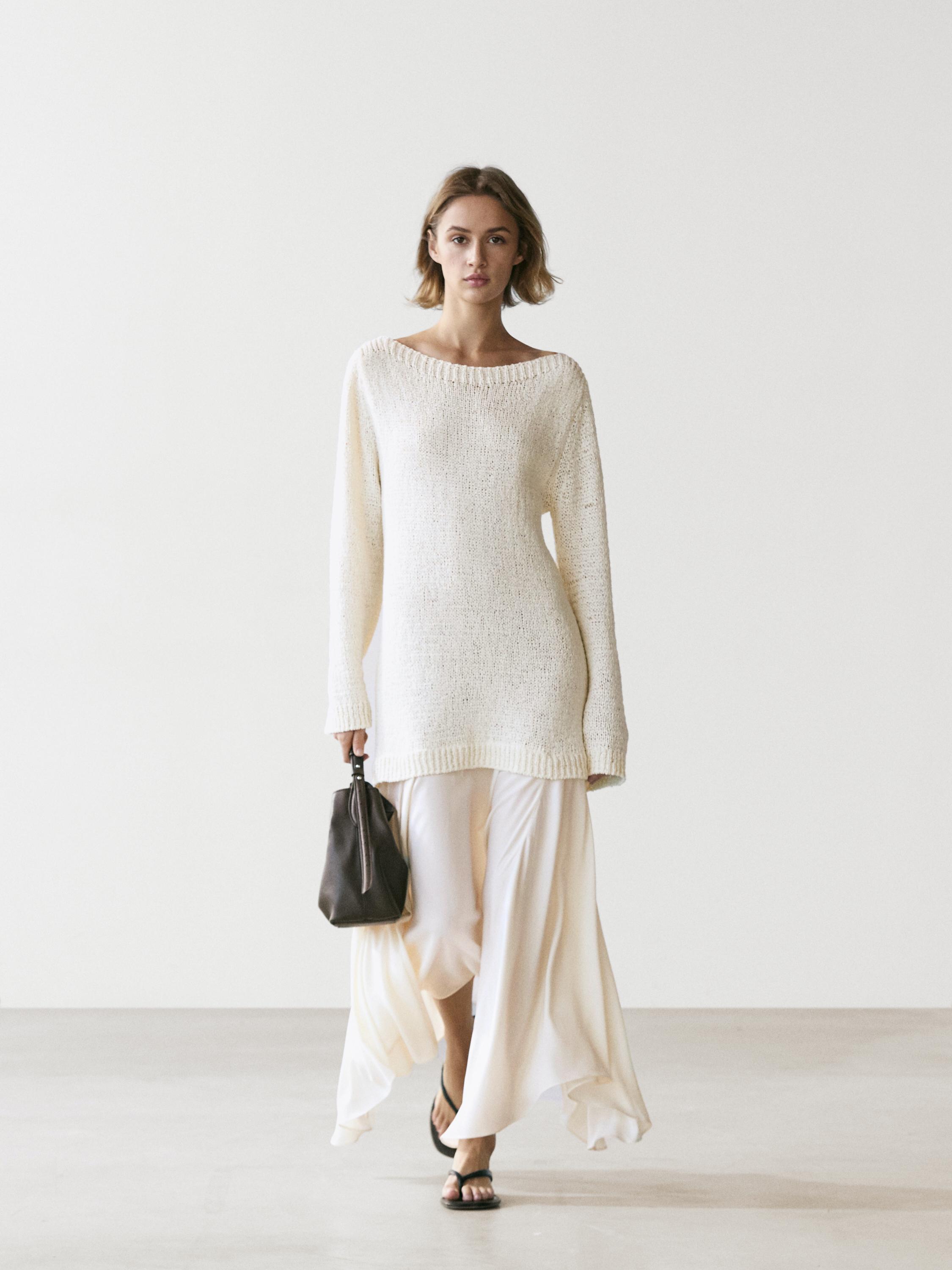 Vestido midi asimétrico detalle combinado