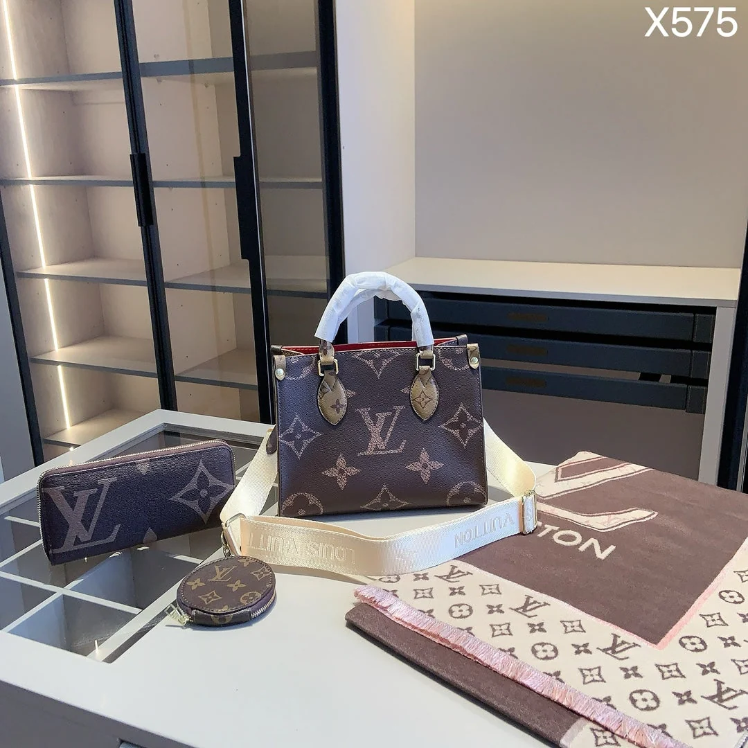【Louis Vuitton】★On-the-Go PM Tote Bag | 3-Piece Set New Wool Cashmere Scarf