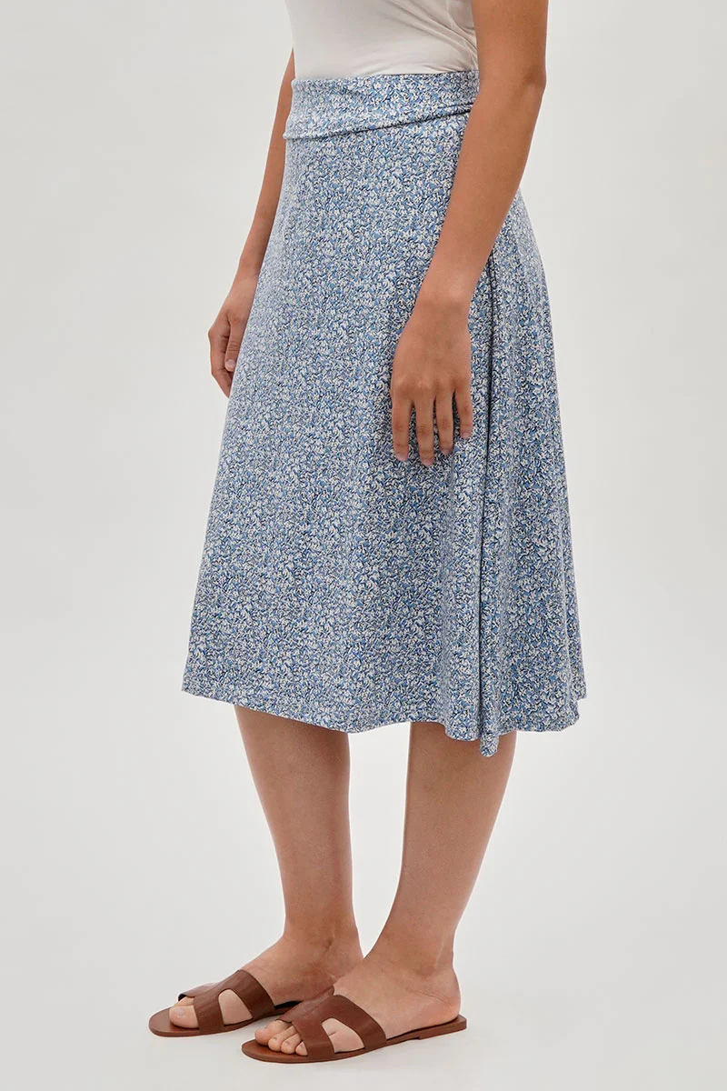 Floral A-Line Skirt - Blue