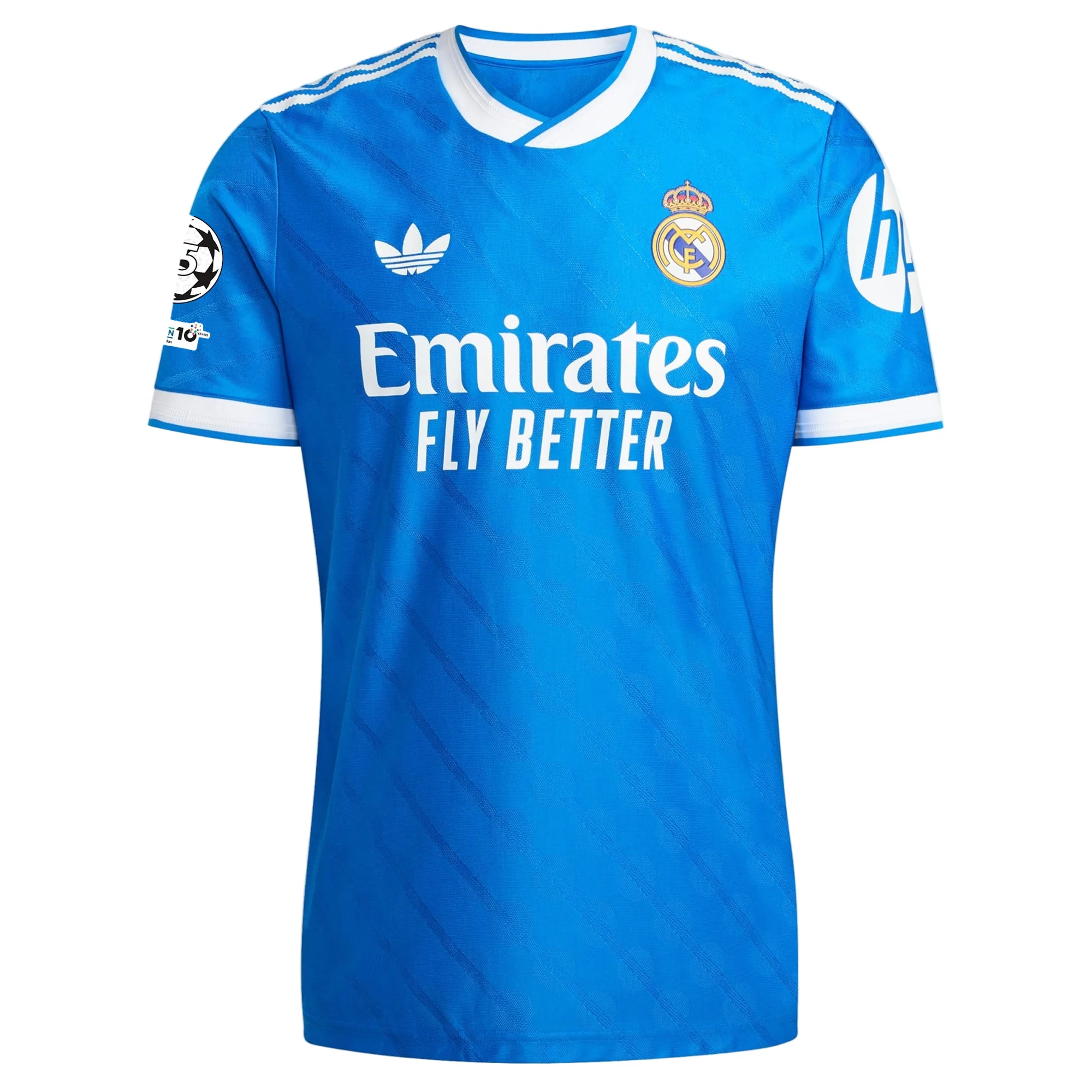 adidas Men's Vini Jr Real Madrid 25/26 Authentic Third Jersey w/ Champions League Patches (Blue)